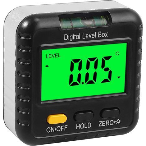 Inclinómetro digital, carcasa de nivel digital con pantalla LCD retroiluminada para medición de ángulos, función de transportador con base magnética. (1/5)