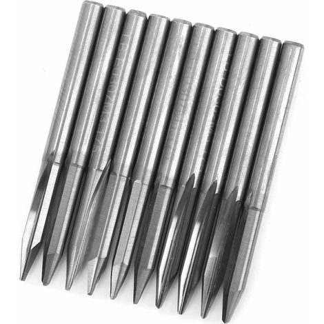 10 Stück 3,175 mm Fräser aus Wolframstahl für Holzschnitzerei und Gravur, 30° x 0,5 mm (1/5)