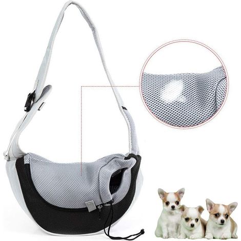 Sac de transport pour animaux de compagnie, sac à bandoulière pour animaux de compagnie en maille respirante, mains libres pour animaux de compagnie, chiens de compagnie portables à fermeture éclair à (1/5)