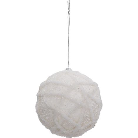 Déco Sapin Boule de Noël D 10 cm Pelote blanche et irisée - Feeric Christmas
