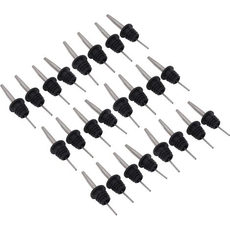 24 Becs Verseurs en Acier Inoxydable avec Bouchon Plastique Noir, Design Conique, Anti-Rouille, pour Bouteilles d'Alcool, Bar (1/5)