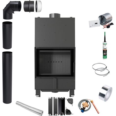 Wasser Kamin KRATKI LUCY 12kW Ø200 schwarz ECO Montageset (1/5)