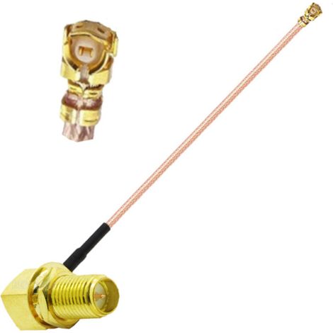 Cavo di collegamento uFL femmina SMA-RP angolato RG178 da 10 cm