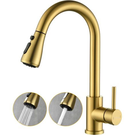 Robinet Cuisine Mitigeur Cuisine Douchette avec 2 Modes de Pulvérisation Pivotant à 360° d'Évier à Arc Élevé Pulvérisateur Escamotable Froid & Chaud Disponible(noir) (1/5)