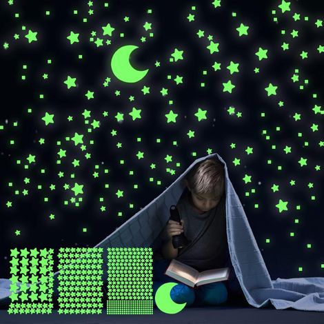 Stickers Luminiscents Étoiles et Lune - Auto-Adhésifs pour Plafond ou Mur - 452 Étoiles + 1 Lune - Idéal Chambre Enfant (1/5)