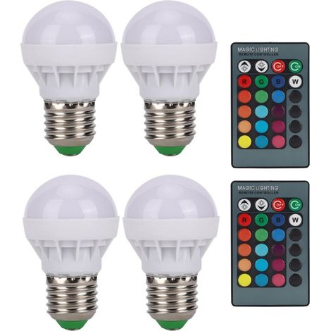 Jeffergarden Ampoules LED E27 RGB à couleur changeante, 40W, avec télécommande, pour la décoration de la chambre à coucher, 85V-265V