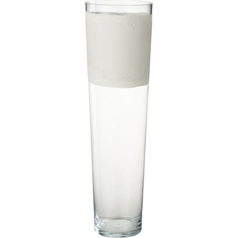 Vase Déco en Verre "Delph" 60cm Transparent & Blanc (1/2)