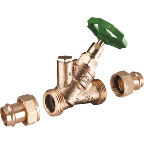 Kemper Standard Freistrom-Absperrventil ohne Entleerung Sanpress-Verschraubung DN 15/15, PN 16, Rotguss/Messing, Figur 174 30 VT