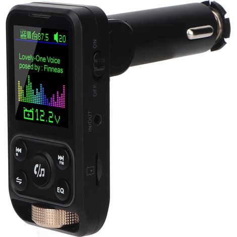 Émetteur FM Bluetooth 12 V-24 V, appels mains libres, adaptateur chargeur de voiture Bluetooth, compatible avec la charge rapide PD30 W et QC18 W (type 1). (1/5)