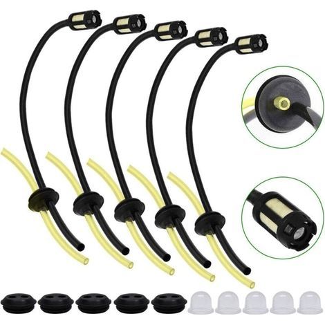 5 PCS Universal Petrol Strimmer Fuel Line Lawnmower Fuel Pipe Hose Assy Fuel Filter Tube Remplacement avec filtre de réservoir, ampoule d'amorçage (1/5)
