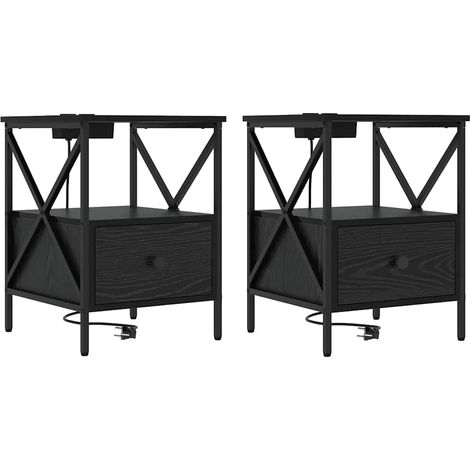 Maison Exclusive - Armadio da Notte 2 pcs Rovere Nero 41,5 x 40,5 x 55 cm