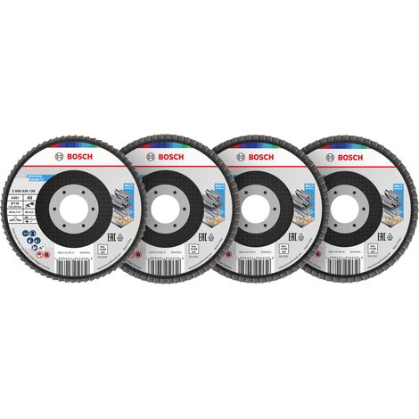 Bosch X451 Flap Disc Set 115 x 22.23mm G40 60 80 120 T27 15pcs 2608626165