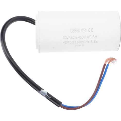 Câble de condensateur de démarrage 50Uf 450 V, Condensateur de démarrage moteur 50/60 Hz CBB60 450 V 50 µF Câble de condensateur microfarad (1/5)