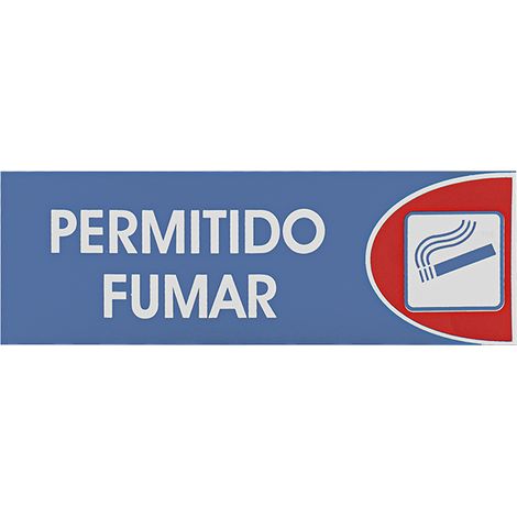 Señal Adhesiva Permitido Fumar Plastico 6x18cm Azul Rojo Blanco