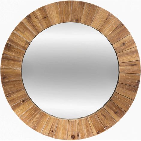 Dekospiegel mit Holzrahmen, Tannenholz, Ø 83 cm (1/5)