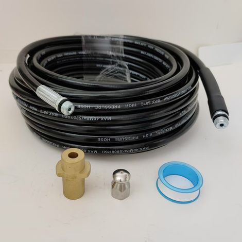 Tuyau de nettoyage de canalisations haute pression de 7 mètres et 1/4 de mètre, compatible avec les machines de lavage de voitures domestiques Kärcher série K / LAVOR, pour le nettoyage des canalisati