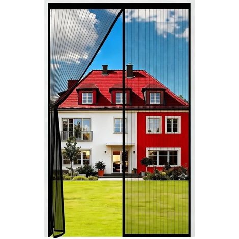 Moustiquaire Porte Fênetre Magnétique 120x220cm, Rideau Anti Mouches Aimantée Maille Ultra Fine, Moustiquaire Baie Vitree Coulissante Sans Perçage avec Ruban Adhésif, Fermeture Automatique (1/5)