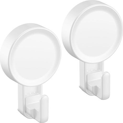 Lot de 2 Crochet Ventouse Puissante Réutilisable, Mural pour Salle Bain Porte Serviette Peignoir Torchon, Patère Cuisine Douche Charge 5Kg - count/Round'2 count/Round (1/5)