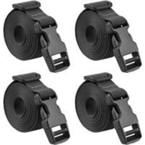 Sangle à Boucle 25 mm Sangle à Cliquet 4 Pièces Courroie Serrage Plastique Sangle d'Arrimage pour Emballage Valise Déménagement Bagage (Noir ) (1/5)