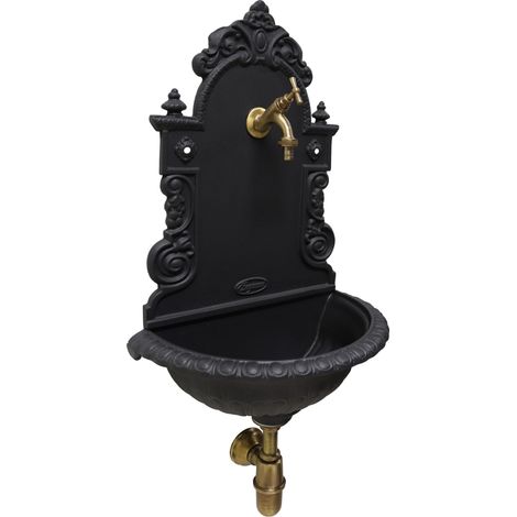 Fontaine murale modèle Pamplona pour jardin potager avec robinet et siphon finition au choix : bruni