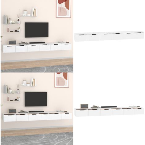 Armarios de pared 2 uds madera contrachapada blanco 102x30x20cm - Armario blanco - Armario de madera contrachapada