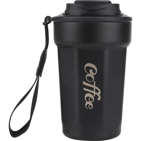 Tasse Café Isotherme 480ml, Coffee Mug Thermos Café Étanche en Acier Inoxydable 316 sans BPA, Tasse Café Personnalisé Transportable pour Voiture, Voyage - Noir (1/5)