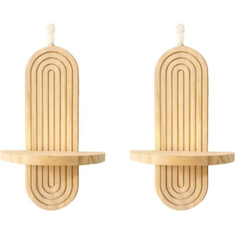 Étagère murale : Rotin et bois massif, style années 50 - Support pour plantes et rangement, idéal pour une entrée ou un salon (1/5)