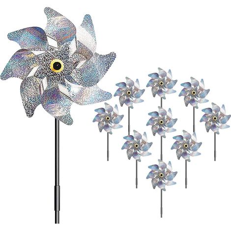 Comius Sharp Répulsif à oiseaux, 10 réflecteurs en forme d'éolienne, effaroucheur d'oiseaux réfléchissant, répulsif anti-oiseaux pour protéger jardin, verger, cour, toit (1/5)