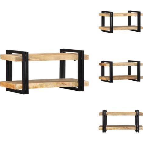 Wandregal 70x33x35 cm Raues Massivholz Mango - Wandregal - Wandregale - Schwebendes Regal - Wandregal (1/5)
