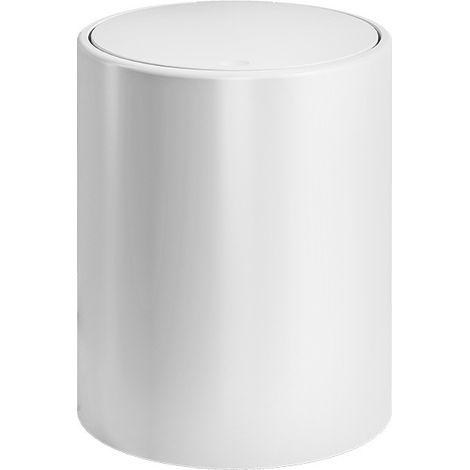 Poubelle salle de bain Interrupteur à bouton-poussoir Blanc 21.5x24.5cm (1/5)