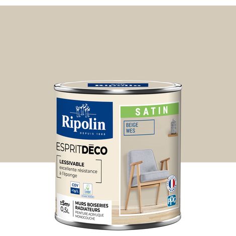 Ripolin – Peinture anti humidité satin 0,5L beige – Pour murs, boiseries et plinthes – Lessivable et facile à entretenir – Fabriqué en France (1/5)