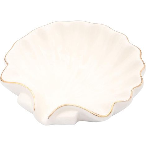 Selbstreinigende Seifenschale aus Keramik in Wasserfallform, Muscheldesign, ideal für Badezimmer und Dusche. (1/5)
