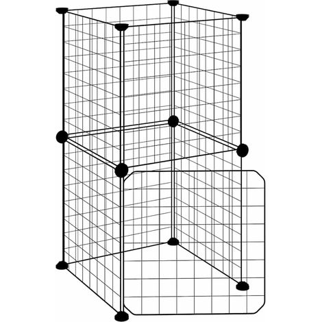 Maison Exclusive - Gabbia per Animali 8 Pannelli con Porta Nero 35x35 cm Acciaio