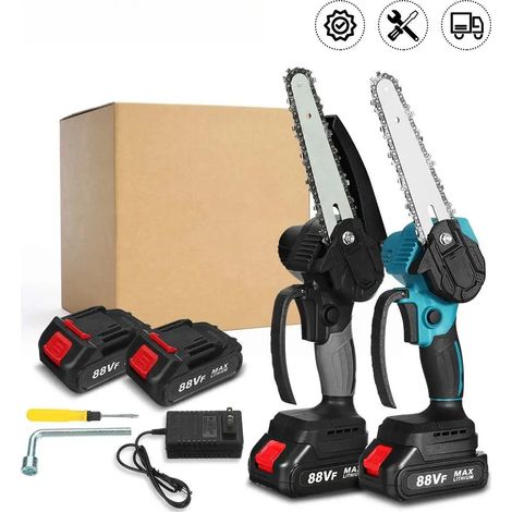 Scie à chaîne électrique sans fil 3000w, 6 pouces, Rechargeable, pour l'élagage du bois, outils électriques pour batterie 18V(Avec 2 batteries) (1/5)