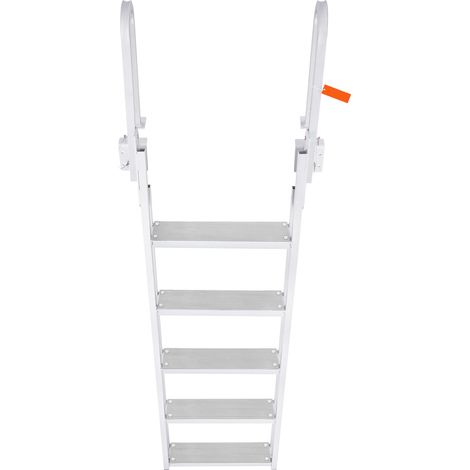 Mophorn Dock Ladder Flip-Up 5 Schritte, 350 lbs Tragkraft, Aluminium-Bootsleiter mit 4" breiten rutschfesten Stufen, Schwimmtrittleiter für Boote, Pontons, Pools und Seen