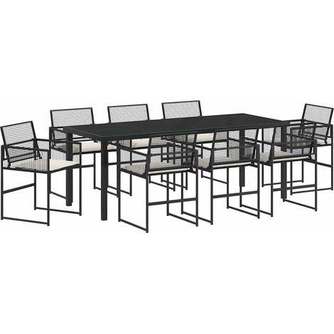 Maison Exclusive - Set da Pranzo per Giardino 9 pcs Nero polyrattan