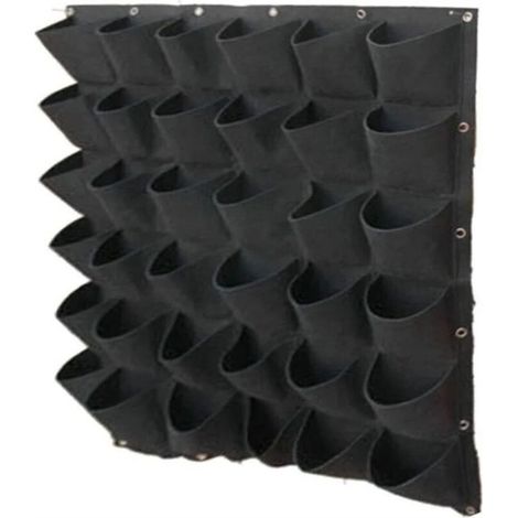 36-Pocket Wall-Mounted Plant Bag - Vertical Planting Bag - Hanging Designer Planter - Outdoor Green Wall - Soft, Durable, and Eco-Friendly Felt Wall Garden in Black (1/4)