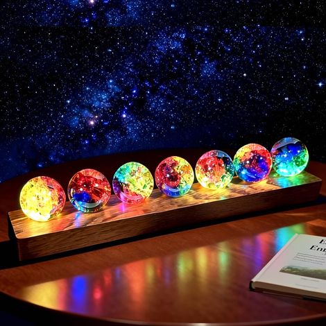 3D-Kristallkugel-Nachtlicht, LED-Kugel, 40-mm-Glaskugel mit Holzsockel, beleuchtete Kristallkugeln in 7 Farben, Lichtprojektor für Geburtstag, Ostern oder Valentinstag (1/5)