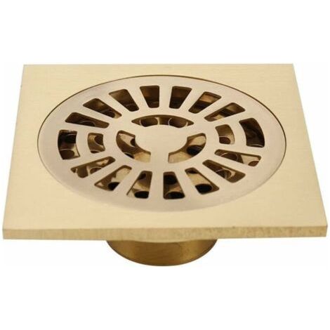 Square shower trap 10x10 cm in brass – Removable cover – Anti-odor – Effective drainage for kitchen and bathroom (1/5)