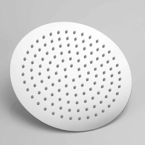 Tete de Douche Inox - Douche Economie d'Eau, Pommeau de Douche Ronde 20CM, Tete de Douche Pluie Universelle Filetage 1/2 Pouce, Rotatif 360°, Inclinable 30°, Facile à Installer et à Nettoyer, (1/5)