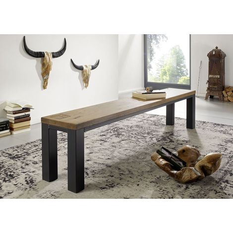 VILLANDERS 323 Panca in legno di quercia selvatica - oliato / tabacco marrone 160x35x45