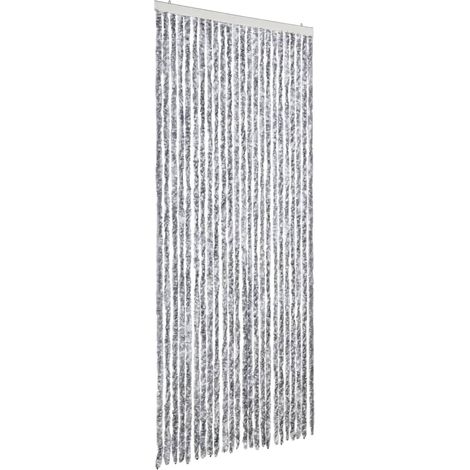 Rideau anti-mouches blanc et gris 100x200 cm chenille CFW65091 (1/5)