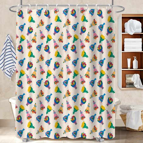 Rideau de bain 180x180 Évasion rideau étanche pour cacher un carrelage un peu vieillot (1/5)