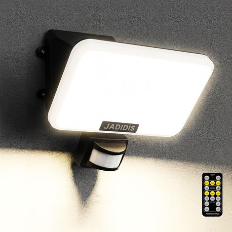 Projecteur LED Extérieur avec Détecteur et Télécommande 30W, Eclairage Exterieur 3600LM avec 132 Leds, Spot Led 3 Couleur (1/5)