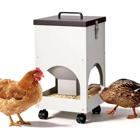 Mangeoire Automatique pour Poules en Métal Distributeur de Nourriture pour Volaille, Pour Poules, Canards, Dindes