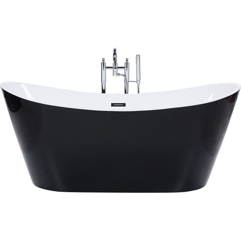 Bañera independiente de acrílico negro plateado con rebosadero 180 cm moderno Antigua