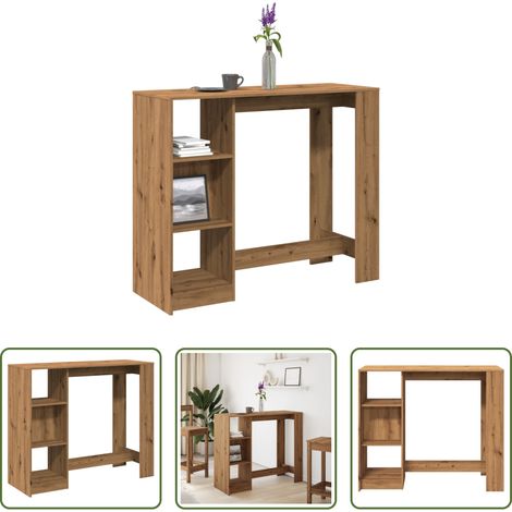Holzwerkstoff - Bartisch mit Regal Artisan-Eiche 124x46x103,5 cm Holzwerkstoff (1/5)