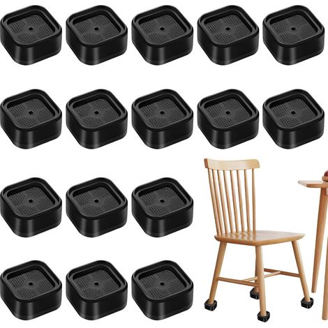 16 x Stackable Furniture Risers 7 x 7 cm Black Bed Leg and Table Raises for Sofa Chair Washing Machine, Stable Height Gain (1/5)