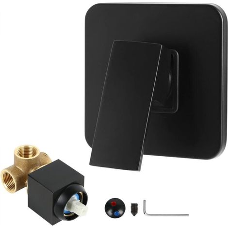 Matte black single-function square shower valve - Female thread shower faucet trim kit (1/5)