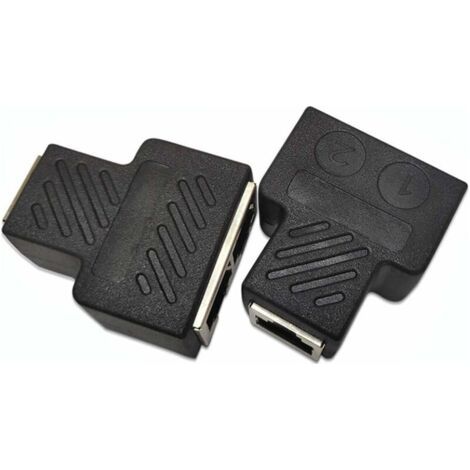 RJ45 Coupleur, RJ45 1 Femelle à 2 Femelle,Connecteur RJ45 Splitter, Ethernet Cat 5 / Cat 6 /Cat 7 Ethernet LAN Câble Extender,Surf en Ligne en même Temps Connecteur Adaptateur réseau(1 Paire) (1/4)